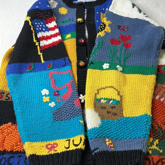 ⭐️Vintage Belle Pointe ramie cotton blend knitted cardigan 12 months holiday M - Picture 6 of 11